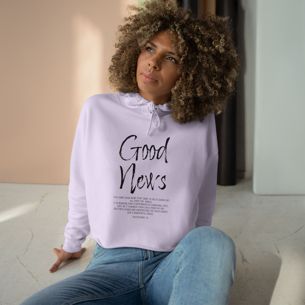 Good News Christian Crop Hoodie