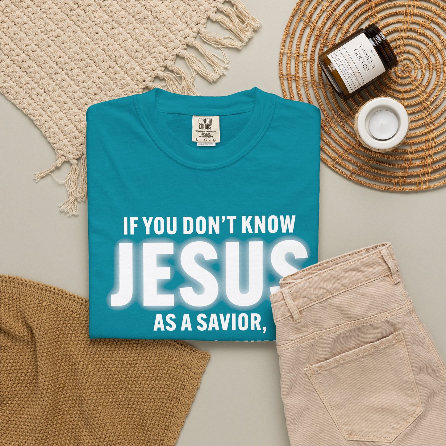 Know Jesus as Savior Cotton T-shirt — Faith-Based Christian Tee