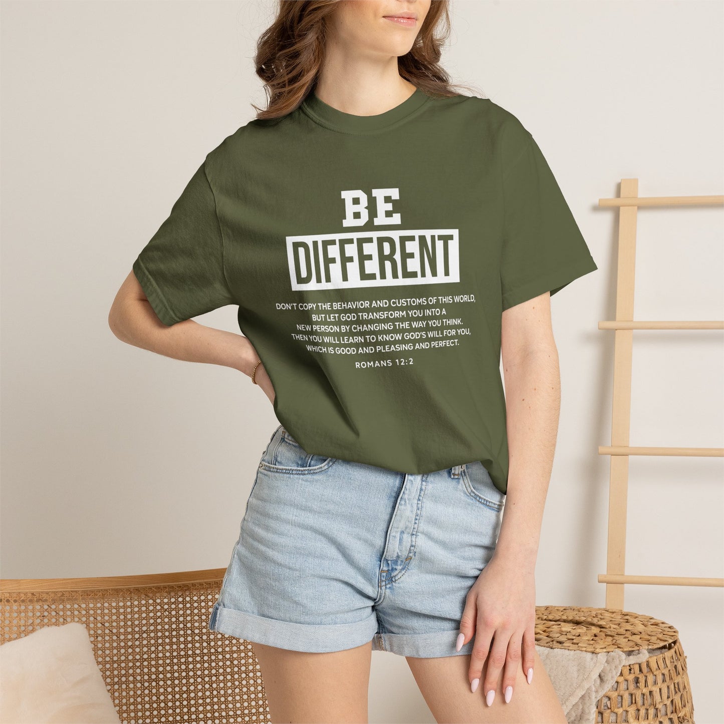 Be Different Romans 12:2 T-Shirt — Christian Faith Graphic T-shirt