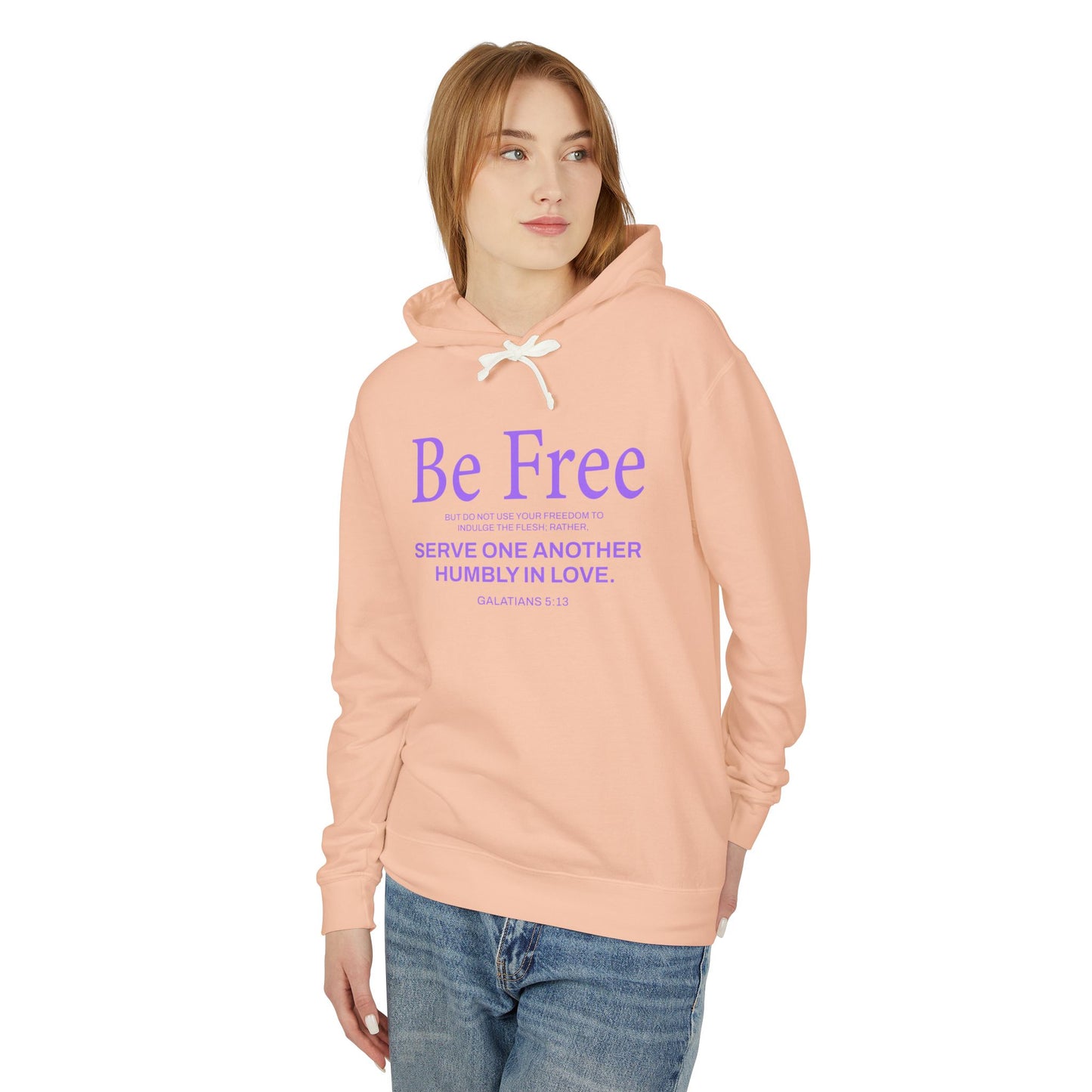 Be Free "Galatians 5:13" PURPLE 100% Cotton Hoodie