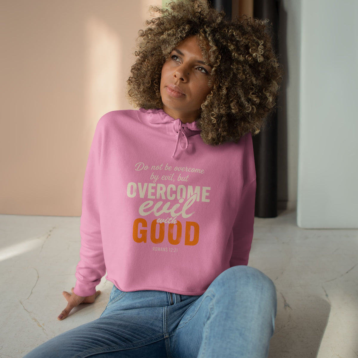 Overcome Evil with Good Crop Hoodie