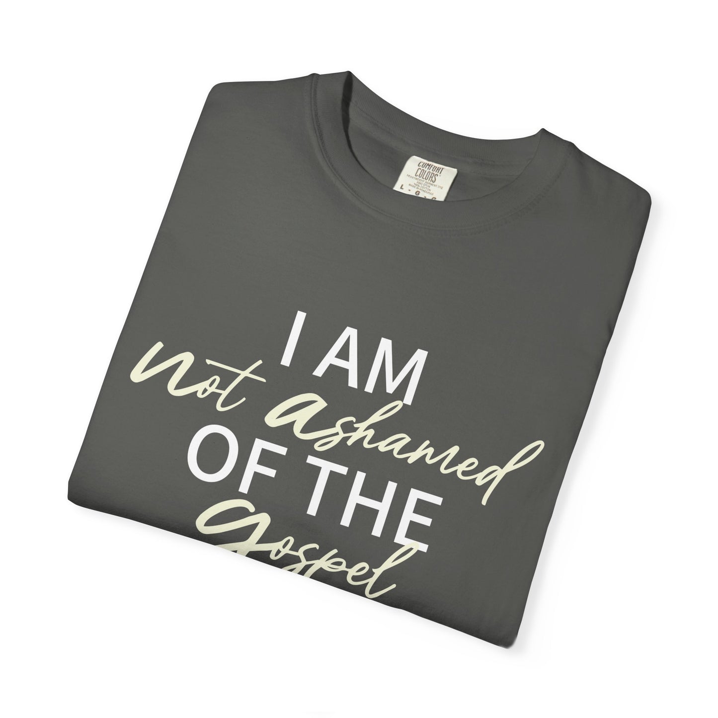 Romans 1:16 T-Shirt — Beige 100% Cotton