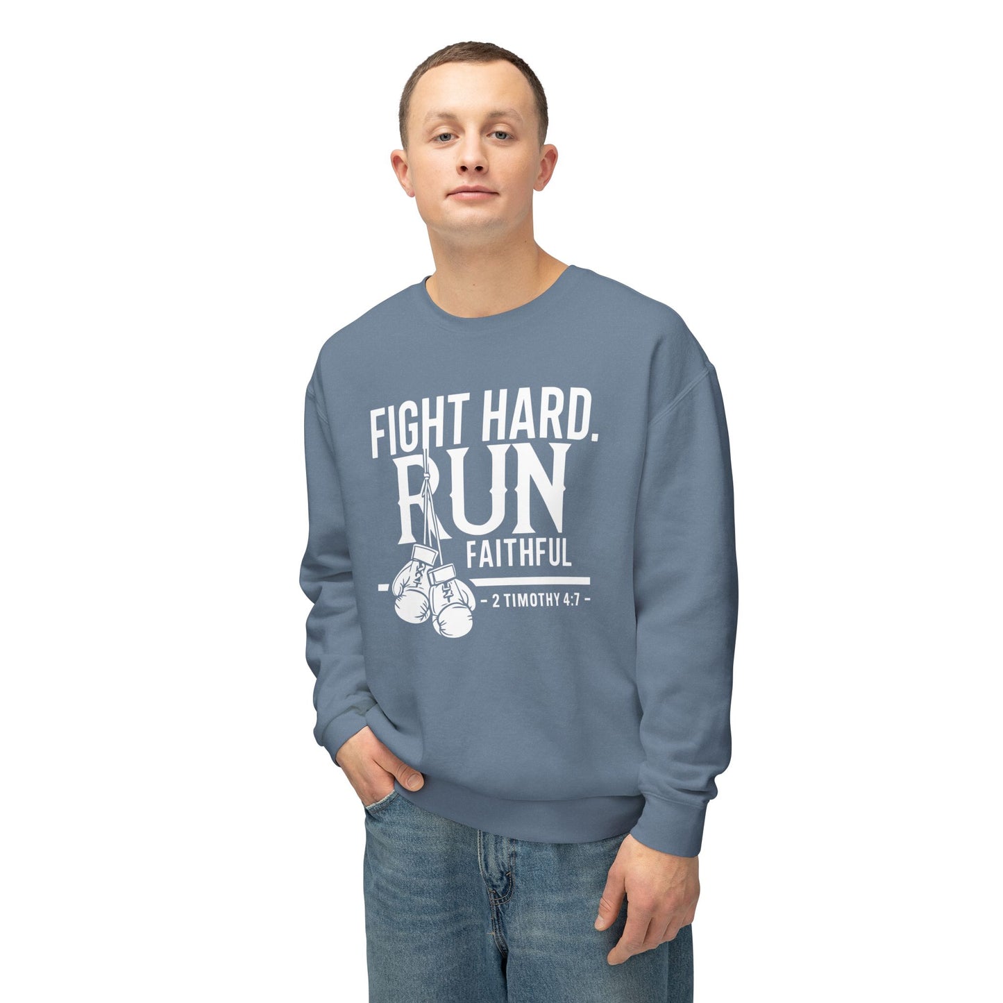 Fight Hard 2 Timothy 4:7 Long Sleeve T‑Shirt — Inspirational Christian Scripture Sweatshirt