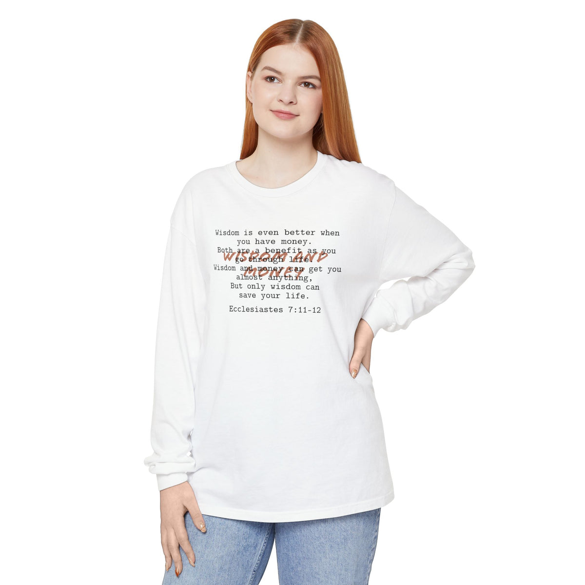 Biblical Wisdom Long Sleeve T-Shirt — Faith Scripture Tee