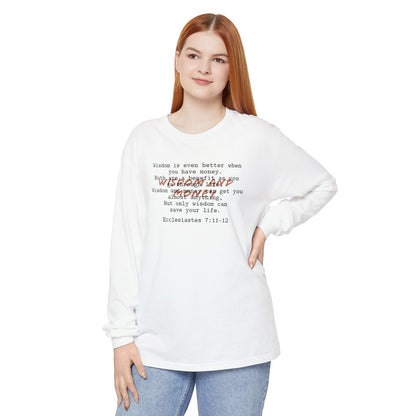 Biblical Wisdom Long Sleeve T-Shirt — Faith Scripture Tee