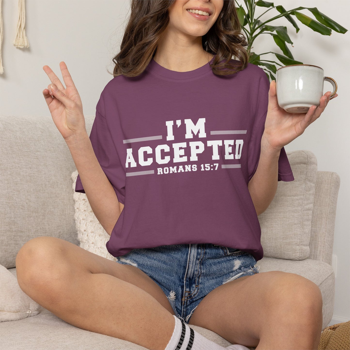 I'm Accepted "Romans 15:7" Cotton T-Shirt — Faith-Inspired Christian Tee