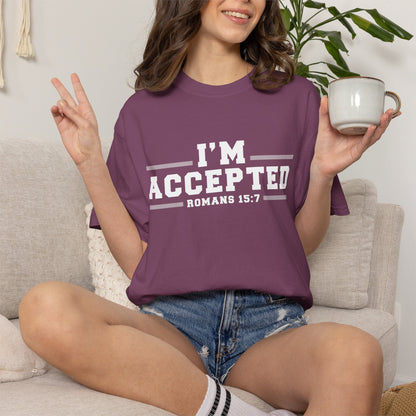 I'm Accepted "Romans 15:7" Cotton T-Shirt — Faith-Inspired Christian Tee
