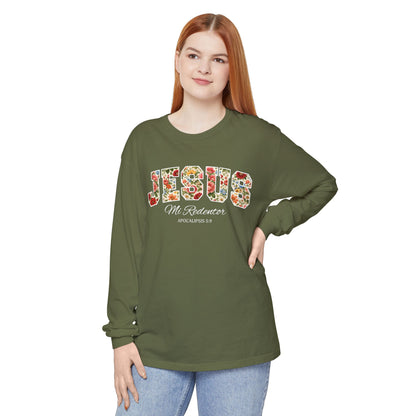 Jesus Mi Redentor Long Sleeve-Shirt — Spanish Christian Faith Tee 100% Cotton