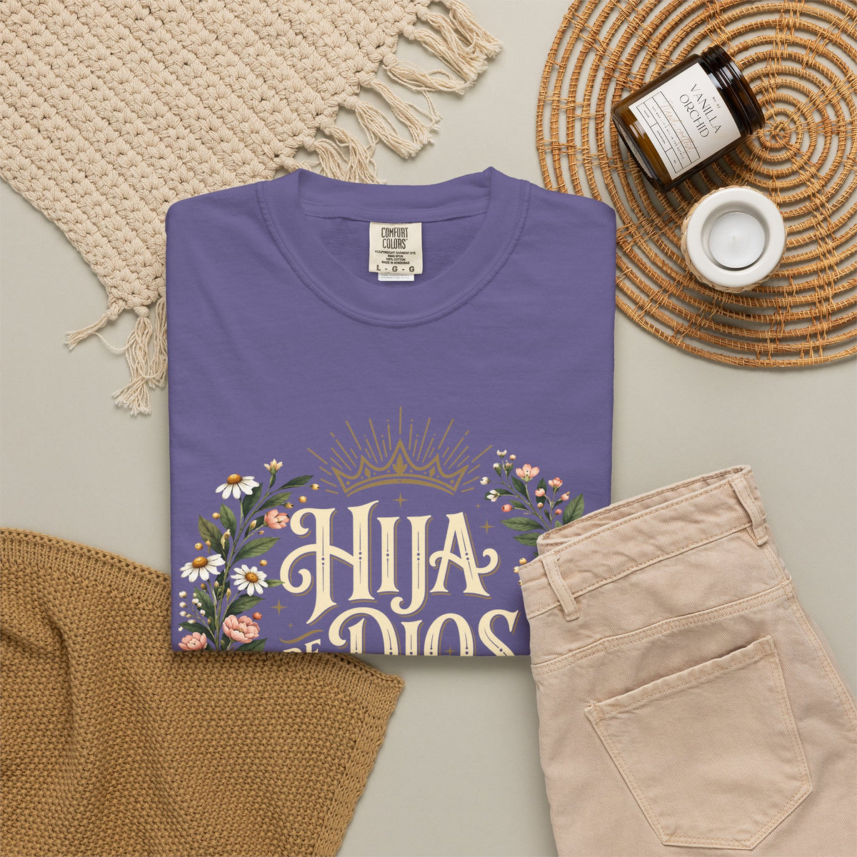 Hija de Dios Floral T‑Shirt — Juan 1:12 Christian Tee