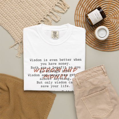 Wisdom and Money Ecclesiastes 7:11-12 100% Cotton T-Shirt — Spanish Wise Woman Bible Verse