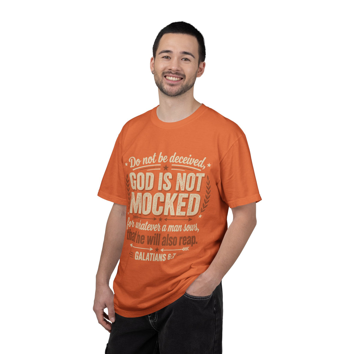 Christian T-Shirt — "God Is Not Mocked" Galatians 6:7 Inspirational Tee
