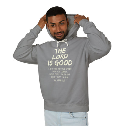 The Lord is Good "Nahum 1:7" beige 100%cotton Hoodie