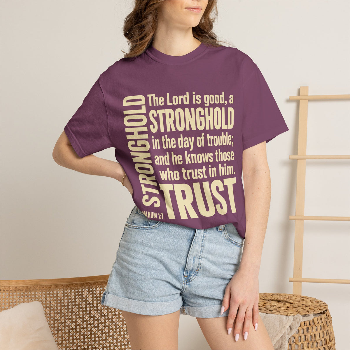 The Lord is Good Christian T-Shirt — Nahum 1:7 Bible Verse Tee