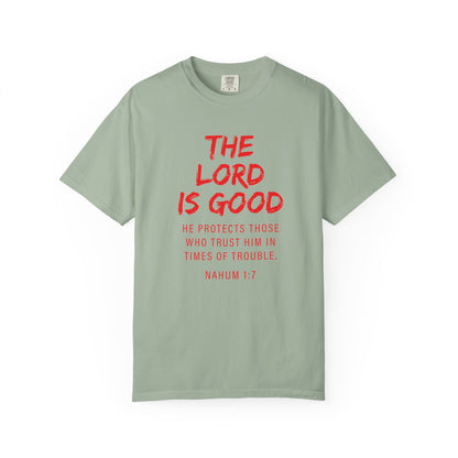 The Lord is Good "Nahum 1:7" Red T-Shirt