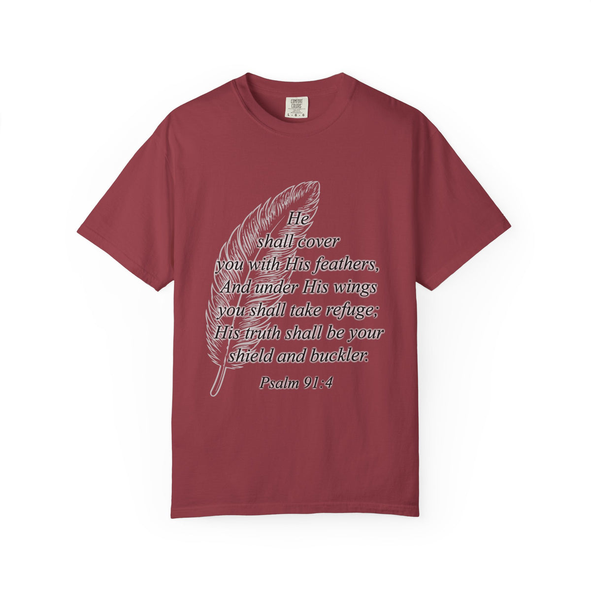 Psalm 91 Feather T-Shirt — 'He Shall Cover You' Christian Faith Tee
