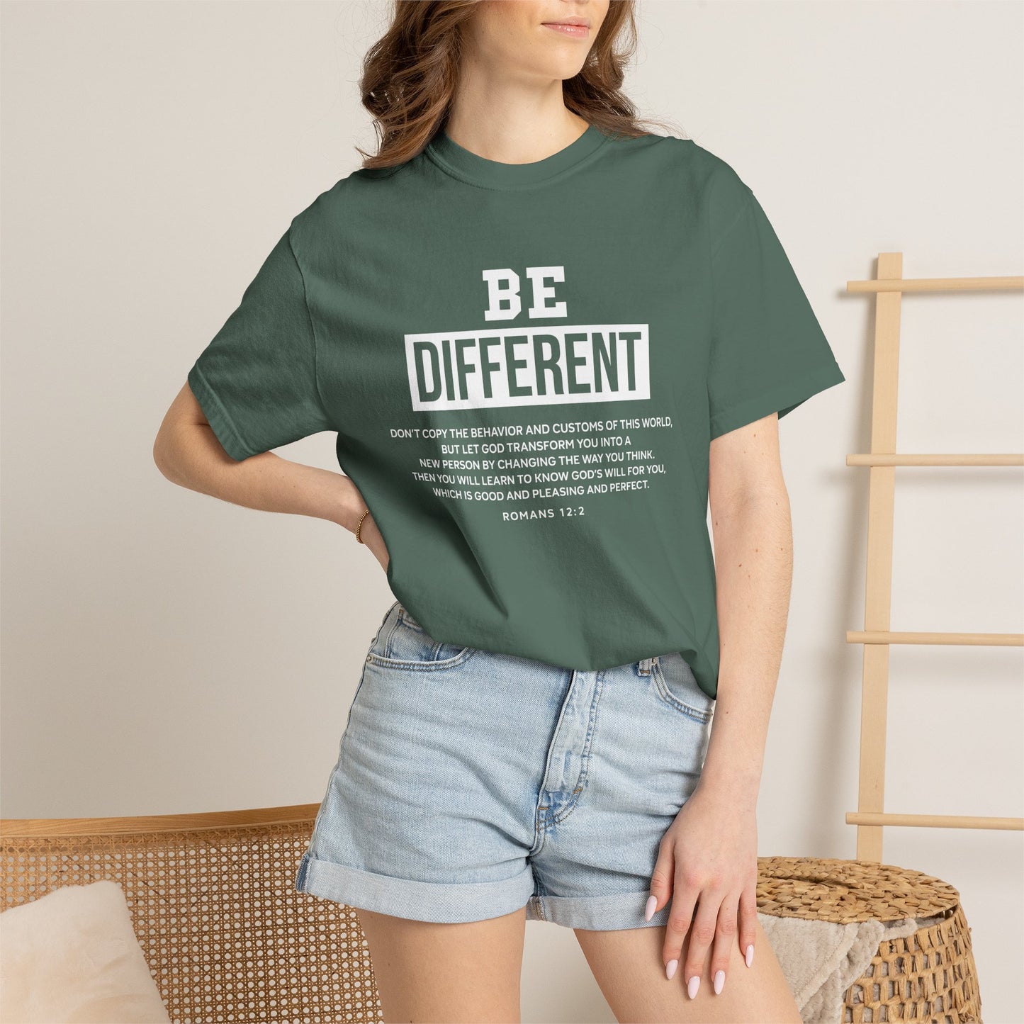 Be Different Romans 12:2 T-Shirt — Christian Faith Graphic T-shirt
