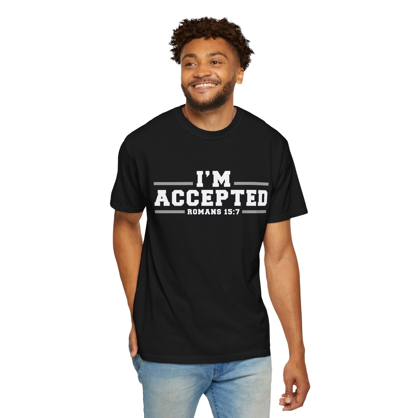 I'm Accepted "Romans 15:7" Cotton T-Shirt — Faith-Inspired Christian Tee