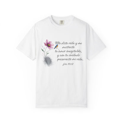 Inspirational Spanish Bible Verse T-Shirt – John 10:12 Floral Tee