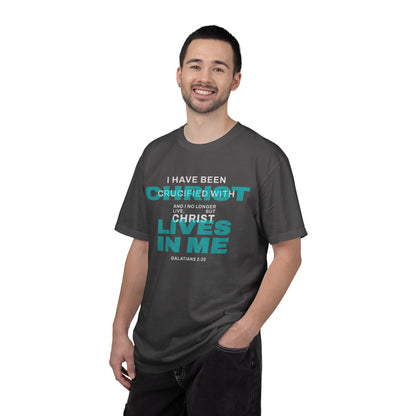 I have been Crucified with Christ "Galatians 2:20" TEAL 100% Cotton T-Shirt