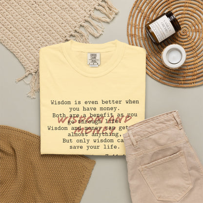 Wisdom and Money Ecclesiastes 7:11-12 100% Cotton T-Shirt — Spanish Wise Woman Bible Verse