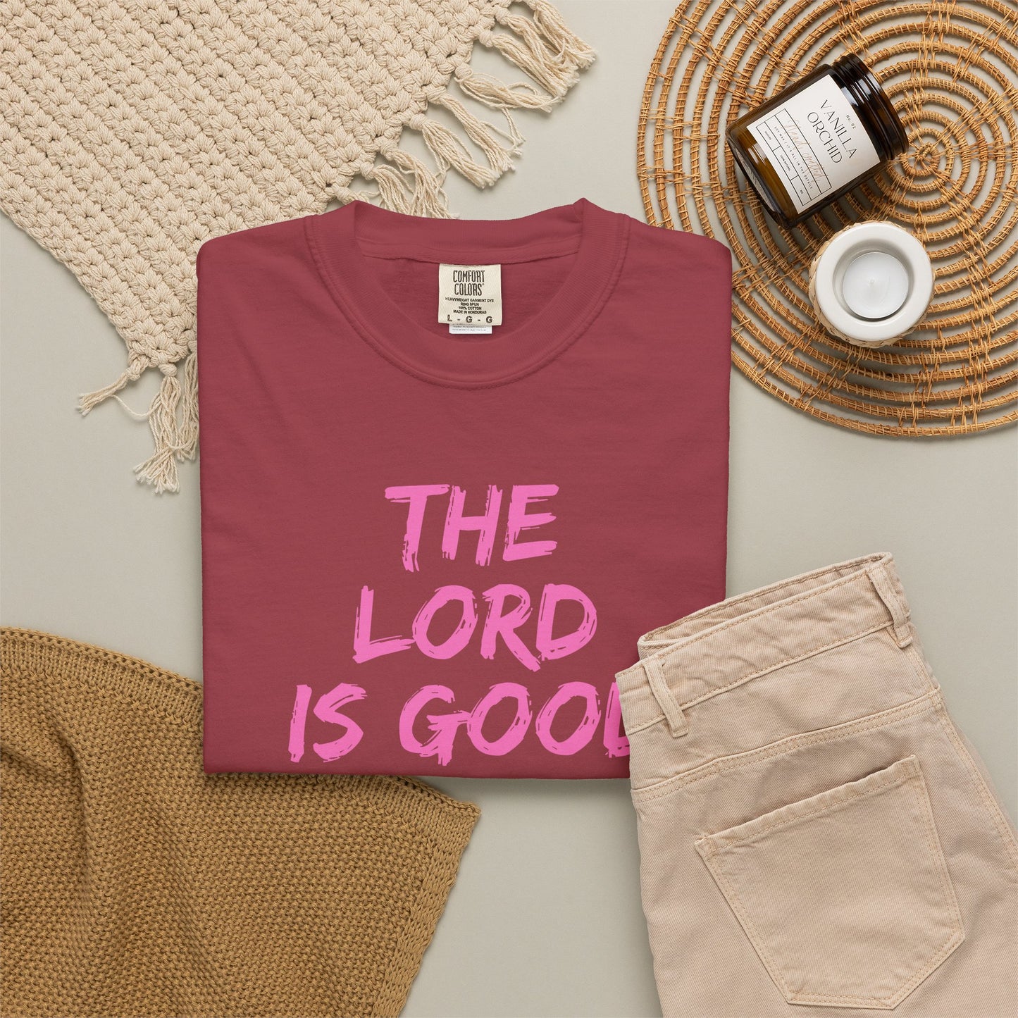 The Lord Is Good Nahum 1:7 pink T-Shirt
