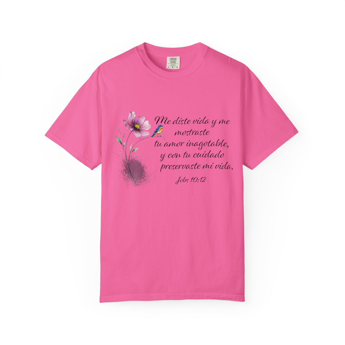 Inspirational Spanish Bible Verse T-Shirt – John 10:12 Floral Tee