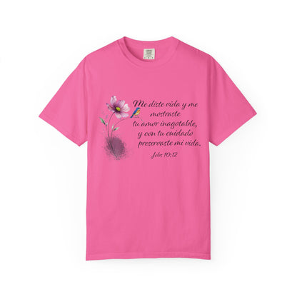 Inspirational Spanish Bible Verse T-Shirt – John 10:12 Floral Tee