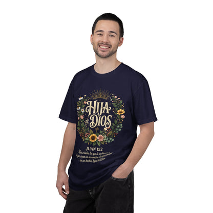 Hija de Dios Floral T‑Shirt — Juan 1:12 Christian Tee