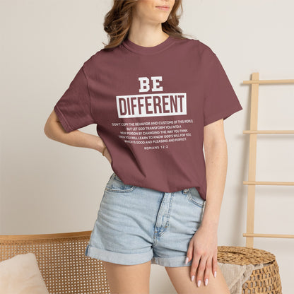 Be Different Romans 12:2 T-Shirt — Christian Faith Graphic T-shirt