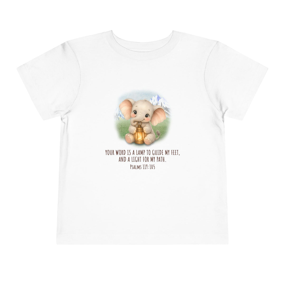 Toddler Tee - Cute Elephant with Lantern & Psalm 119:105 Inspirational Kids T-Shirt
