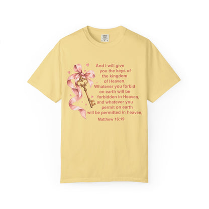 Christian Scripture Keys of the Kingdom T-shirt — Matthew 16:19 Floral Design