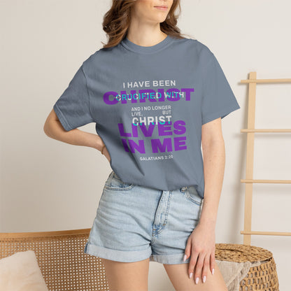 I have been Crucified with Christ "Galatians 2:20" Purple 100% Cotton T-Shirt