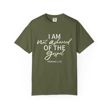 Romans 1:16 T-Shirt — Beige 100% Cotton