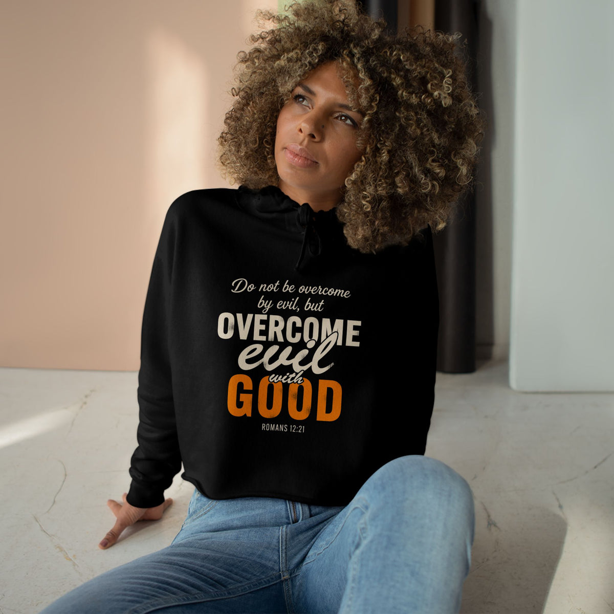 Overcome Evil with Good Crop Hoodie
