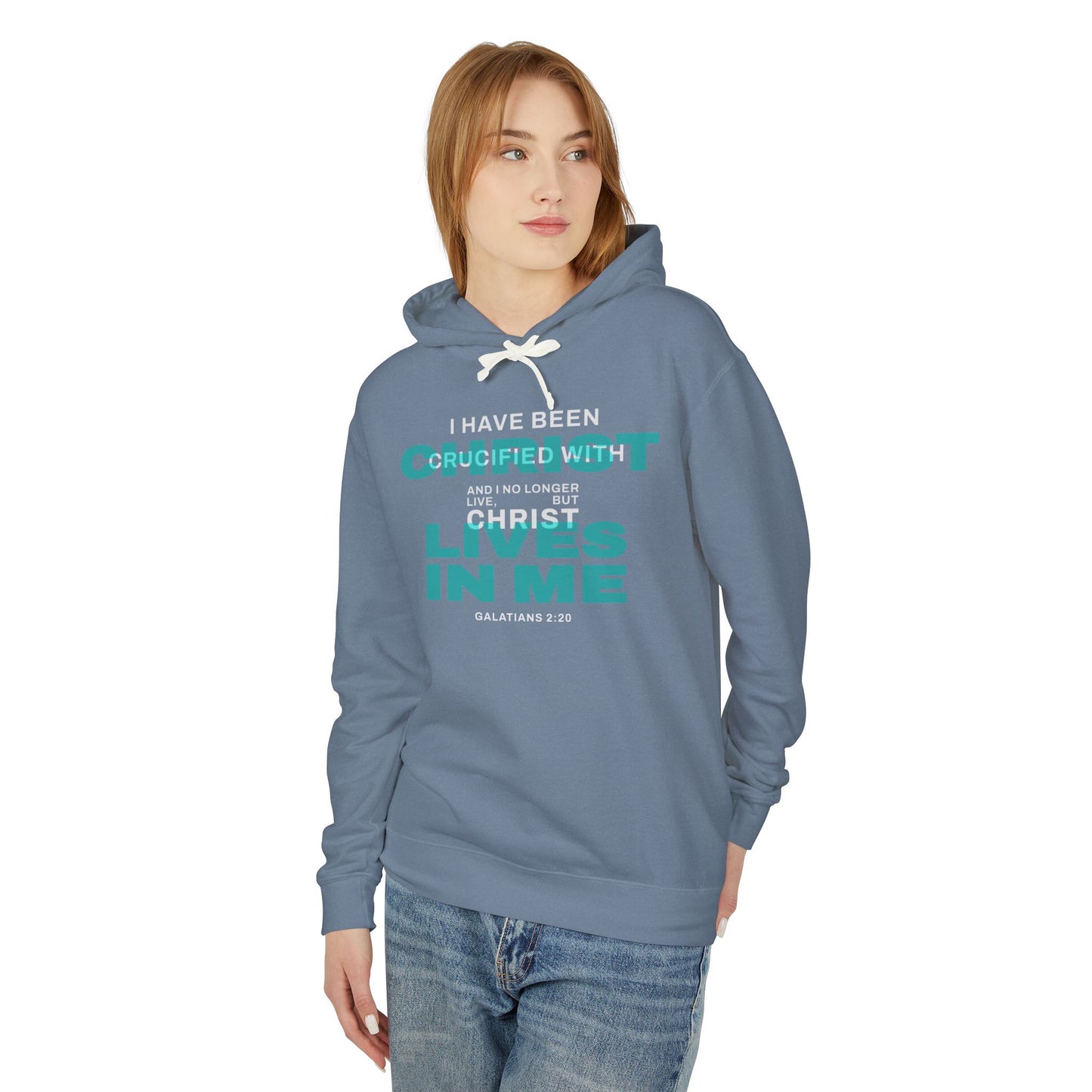 I have been Crucified with Christ "Galatians 2:20" Teal Unisex 100% Cotton Hoodie