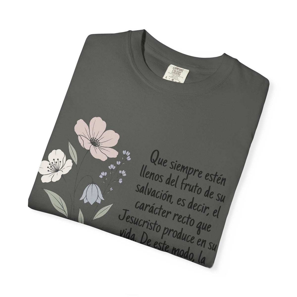 Christian Floral Verse T-Shirt — Spanish Filipenses 1:11 Scripture Tee