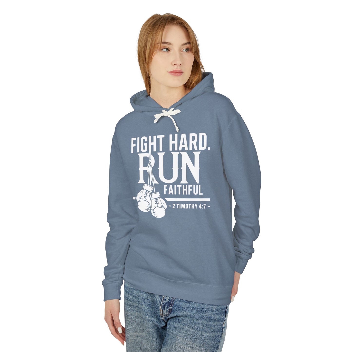 Fight Hard 2 Timothy 4:7 Long Sleeve T‑Shirt — Inspirational Christian Scripture  Faith-Based Christian Hoodie