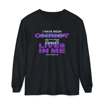I have been Crucified with Christ "Galatians 2:20" Purple 100% Long Sleeve