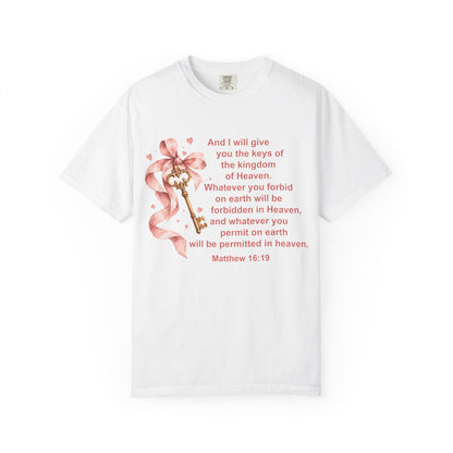 Christian Scripture Keys of the Kingdom T-shirt — Matthew 16:19 Floral Design