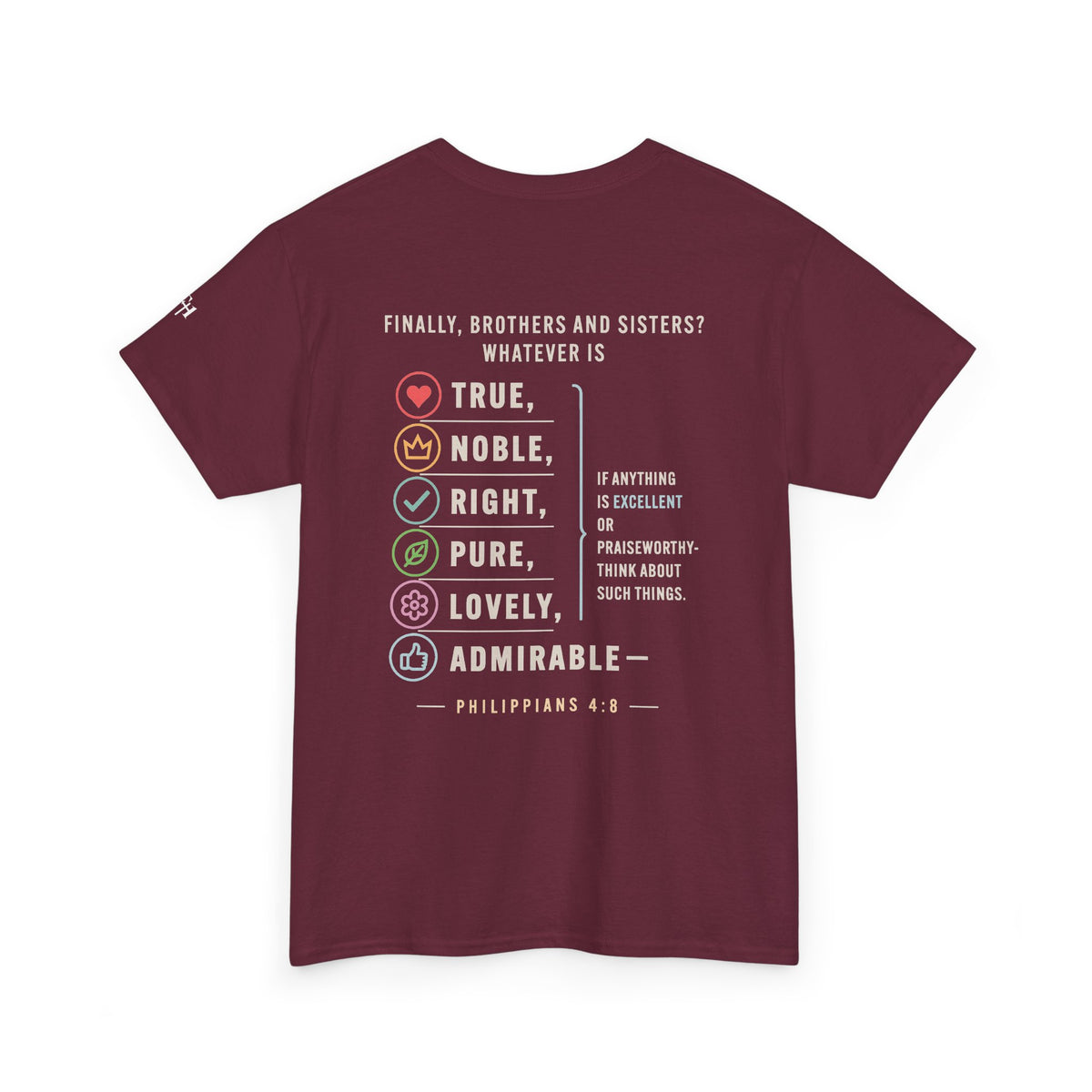 Philippians 4:8 True Noble Right Pure Lovely Adorably Christian T-Shirt