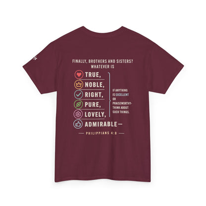 Philippians 4:8 True Noble Right Pure Lovely Adorably Christian T-Shirt