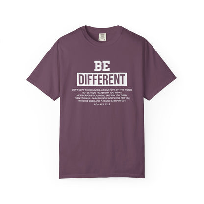 Be Different Romans 12:2 T-Shirt — Christian Faith Graphic T-shirt