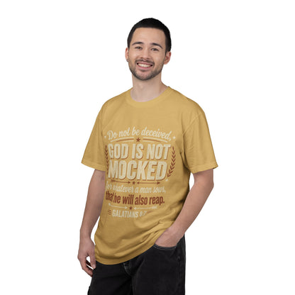 Christian T-Shirt — "God Is Not Mocked" Galatians 6:7 Inspirational Tee