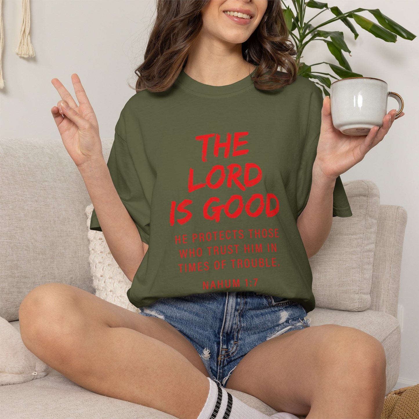 The Lord is Good "Nahum 1:7" Red T-Shirt
