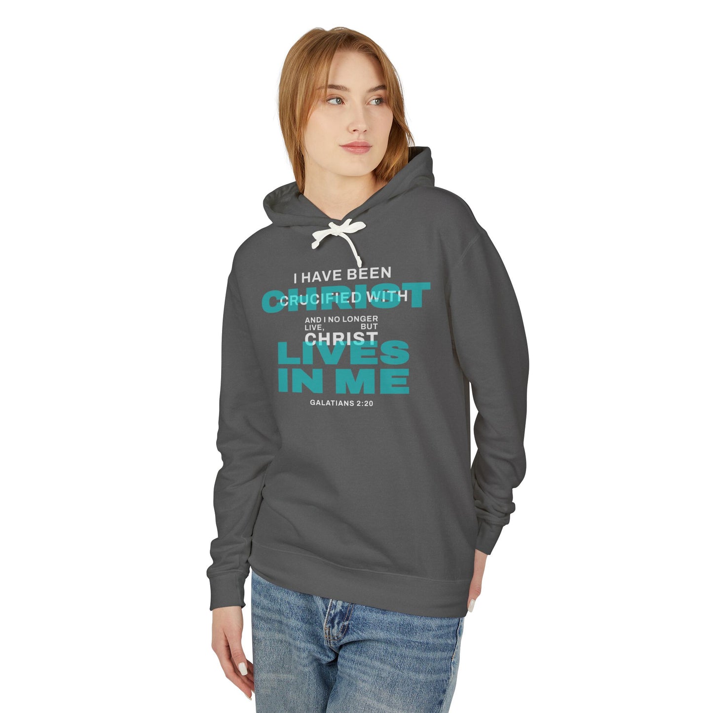 I have been Crucified with Christ "Galatians 2:20" Teal Unisex 100% Cotton Hoodie