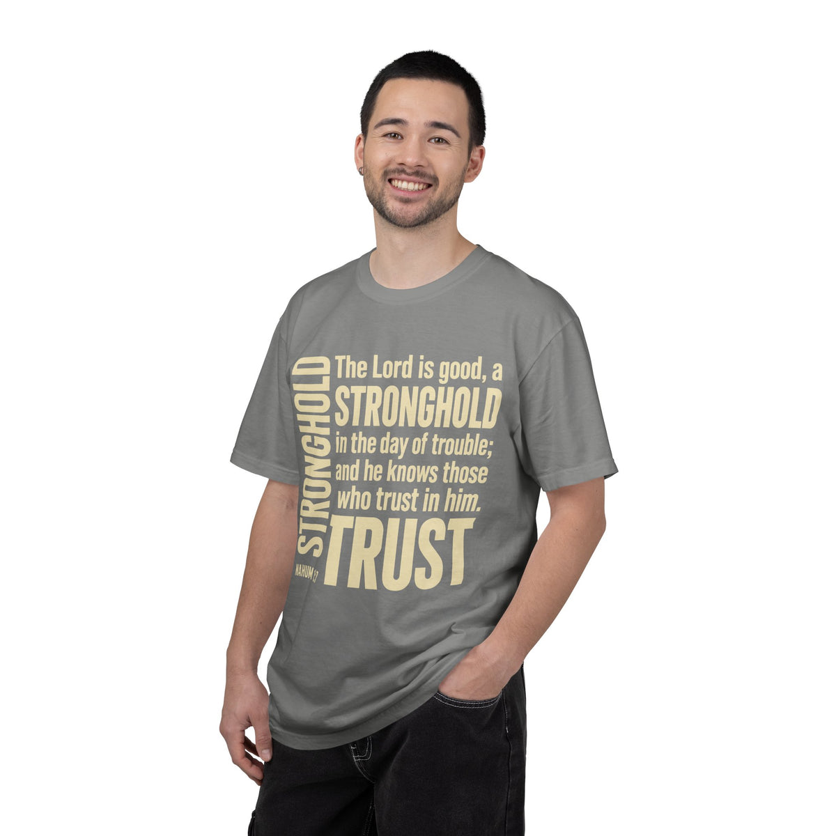 The Lord is Good Christian T-Shirt — Nahum 1:7 Bible Verse Tee