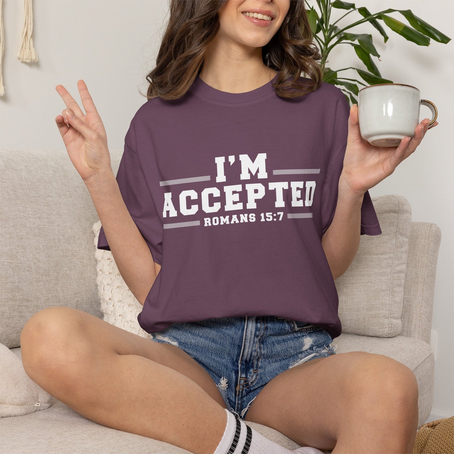 I'm Accepted "Romans 15:7" Cotton T-Shirt — Faith-Inspired Christian Tee