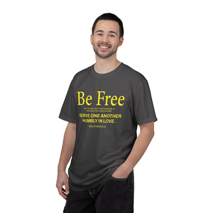 Be Free "Galatians 5:13" Yellow 100% Cotton T-Shirt