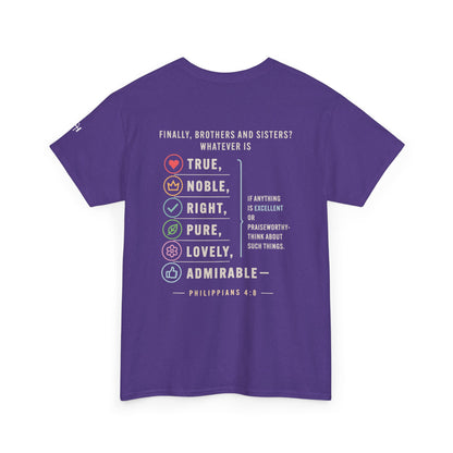 Philippians 4:8 True Noble Right Pure Lovely Adorably Christian T-Shirt