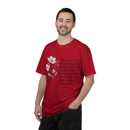 Christian Floral Verse T-Shirt — Spanish Filipenses 1:11 Scripture Tee